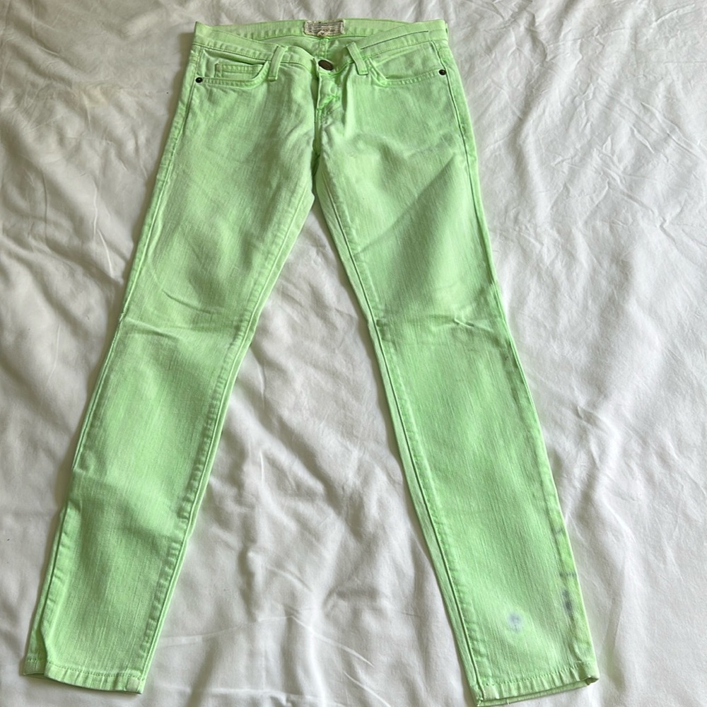 CURRENT ELLIOT NEON GREEN SZ. 24 SKINNY/ANKLE JEANS
